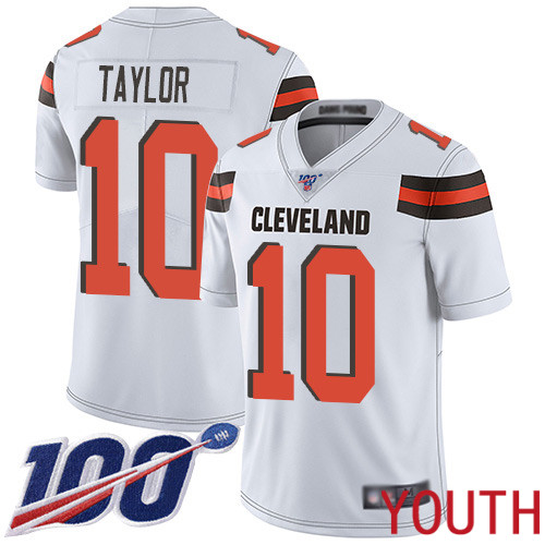 Cleveland Browns Taywan Taylor Youth White Limited Jersey 10 NFL Football Road 100th Season Vapor Untouchable